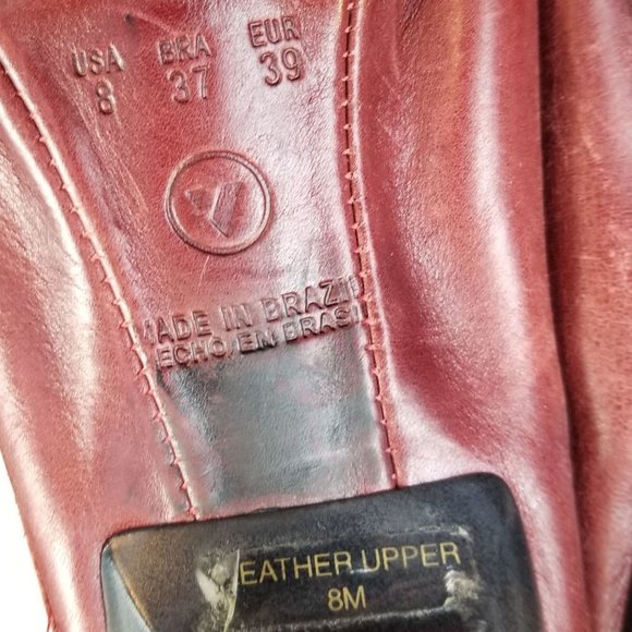 Red leather pointed mocassin heels Via Uno size 8 - Picture 12 of 14